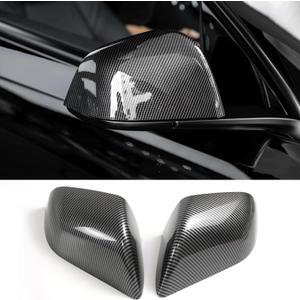 2Pcs Mirror Caps Guard For Tesla Model Y Rearview Cover, Compatible with Model Y 2021-2024 ABS Rear Side Mirror Cover Exterior Accessories (Glossy Carbon Fiber Print, Model Y)