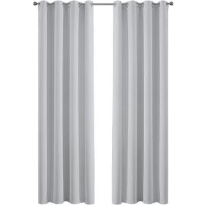 Yakamok Greyish White Curtains for Bedroom,Grommet Thermal Insulated Room Darkening Curtains for Living Room,52W x 84L,2 Panels (52"W x 84"L (Pack of 2))