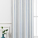 DriftAway Farmhouse Linen Blend Blackout Curtains 84 Inches Long for Bedroom Vertical Striped Printed Linen Curtains Thermal Insulated Lined Treatments for Living Room 1 Panels W52 x L84 Navy