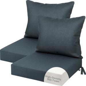 24 x 24 Deep Seat Outdoor Chair Cushions Set of 2, 36D Foam, Slate Blue