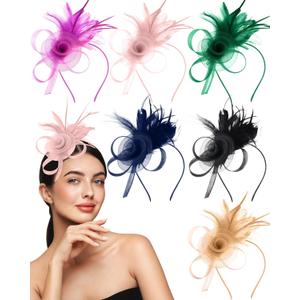Suncalla 6 Pcs Fascinators for Women Tea Party Hats for Cocktail Wedding Tea Party Accessories (Mixed Colors)