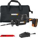 WORX Cordless Reciprocating Saw, 20V 1" Brushless Reciprocating Saw, 1" Stroke Length, Fast cuts up to 3,000 SPM, 12.5" Compact Design, 75% Lower Vibration, Battery and Charger Included, PowerShare