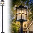 79″ Outdoor Lamp Post Light with Warm Bulb, Aluminum IP54 Waterproof Post Lights Outdoor, Hardwired Black Pole Lights for Yard Garden Patio Lawn Pathway Driveway Front/Back Door, medium