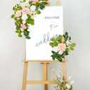 Wedding Decor (Pack of 2) Welcome Sign Flower Backdrop Garland for Ceremony Reception Wall Easel Home Decoration Entryway Faux Outdoor Board Head Table Decor (Flesh Pink & White)