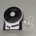 efluky 4.9-Inch Mini Desk Fan - 3 Speeds, Rechargeable Battery/USB Powered with LED Light, Quiet Portable Fan for Home, Office, Travel, Camping (Black)
