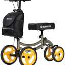 ELENKER Deluxe Steerable Knee Walker with 10" Front Wheels  Medical Scooter for Foot Injuries, Broken Ankle, Compact Crutch Alternative, Black