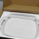 DOWAN Serving Tray with Handles, 15.4" Large Platters for Wedding Decor, Porcelain Serving Dish for Entertaining, White Plates for Salad Meat Fruit Dessert, Set of 2