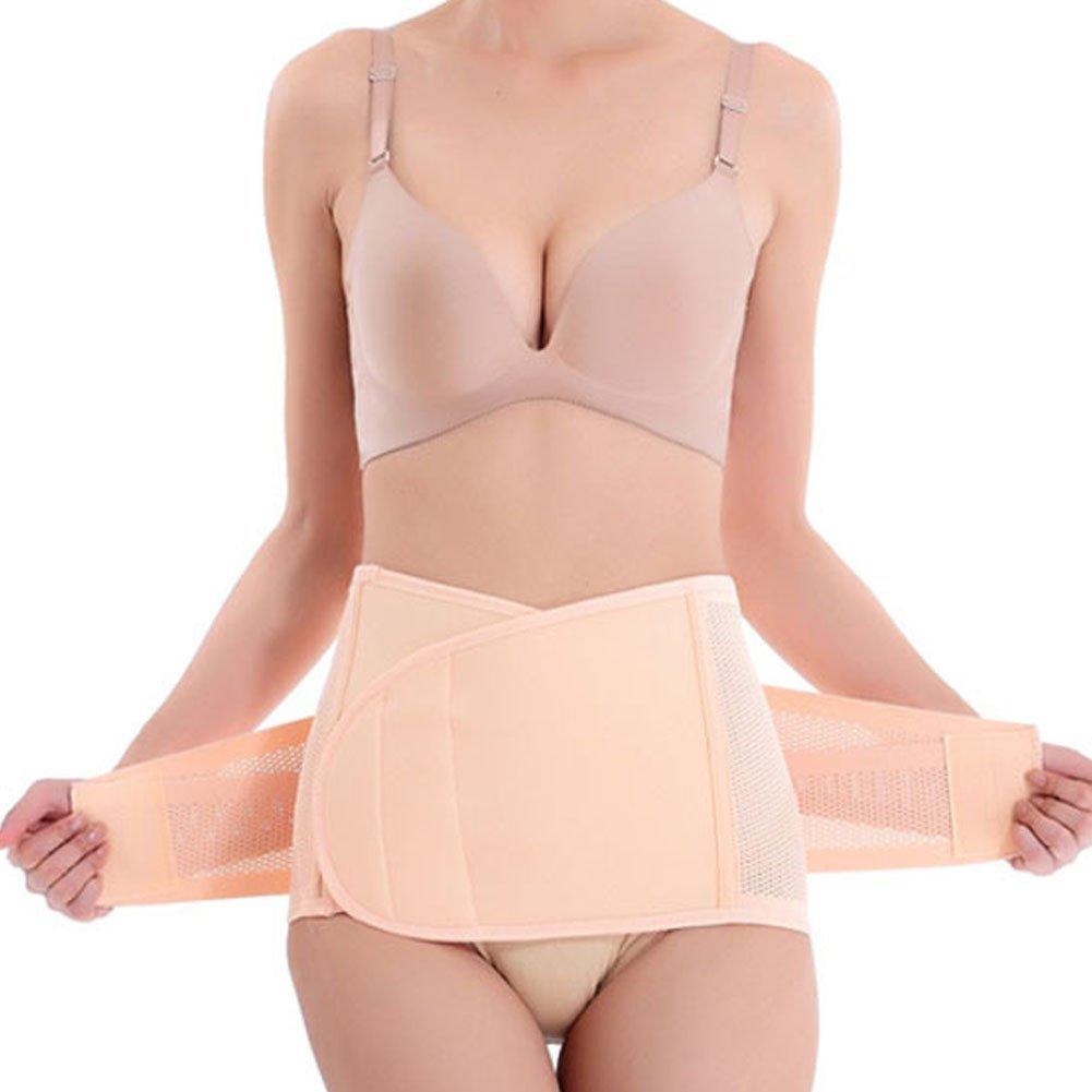 GOEGE Postpartum Belly band Postpartum Recovery Surgery Support Belly Wrap for C-Section Hernia and Tummy Tuck Abdominal Compression Binder (Medium : 35"Length*9"Width, Beige)
