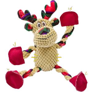 Christmas Squeaky Dog Toys- Interactive Plush Toys with 5 Squeakers- Stuffed Dog Toys for Medium & Large Breeds- Reducing Boredom and Relieving Anxiety (Elk)