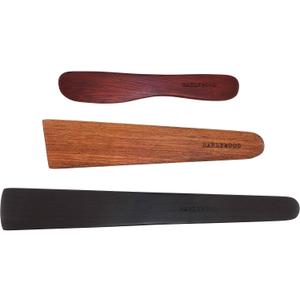 3-Piece Wooden Kitchen Cooking Utensil Set - Comes w/a Thin Wood Spatula Flipper, Cast Iron Scraper, Stirrer and Butter Turner/Cheese Spreader - Wooden Utensils Set - Made in USA-EJB
