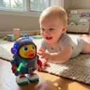 Musical Dancing Space Duck Toy, Walking Duck Robot with Lights & Sounds, Crawling Interaction & Tummy Time Toy for Babies Ages 1-3, Toddlers Birthday Gift (Blue)