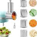Stainless Steel Slicer Shredder for KitchenAid Mixer Attachment Vegetable & Cheese Grater Attachment with 4 Blades (Fine, Medium, Coarse, Slicer), with Knob, Dishwasher Safe, Durability