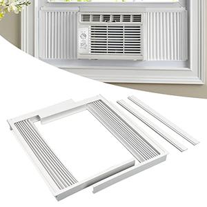 Forestchill Window Air Conditioner Side Panel with Frame, Fit Most 8,000 BTU Units, Room AC Accordion Filler Curtain Kit Replacement, Include Window AC Side Panels & Frames