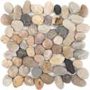 Lovdeco Pebble Tiles for Shower and Bathroom Floor, Tumbled Mix River Rock Pebble Stone Mosaic Tile with Matte Surface, 5 Sheets (12" X 12"), 5 sq.ft