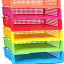 ZZYFGH 6 Pack in Trays for Teachers, Plastic Classroom Paper Organizers, Colorful Storage Baskets for Office, Stackable Office Desktop Document Paper Storage(13.4 * 9.5 * 2.7in)