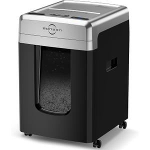 BONSEN 300-Sheet Auto Feed Paper Shredder, P-5 High Security Heavy Duty Shredders for Office Use, 60 Minutes Non-Stop Micro Cut Shredding, 8.1-Gal Pullout Bin, 58dB Quiet Large Paper Shredder (S9221)