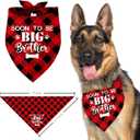 Soon to Be Big Brother Dog Bandana, Pet Baby Announcement Plaid Scarf Gender Reveal Accessories, Beautiful Printed Dog Bandanas Gift for Dog Birthday or Christmas, Pet Scarf Accessories Gift (T5)