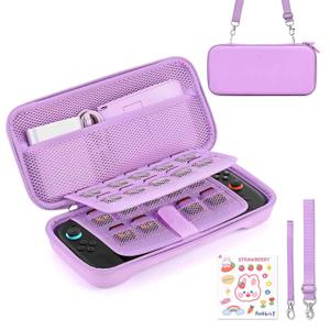 Younik Switch 2 Case Compatible with NS Switch 2 (2025), Carrying Case with 19 Game Card Slots, 4 in 1 Switch 2 Accessories Includes Shoulder Strap, Wrist Strap & Stickers (Purple)