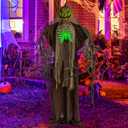 6 Feet Halloween Animatronics Light Up Talking Ghost Pumpkin with Glowing Ribs and Moving Head