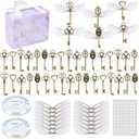 SANNIX 48 PCS Large Vintage Skeleton Keys Flying Keys Charms with 50 Pairs Dragonfly Wings and 60 Yards Elastic Crystal String for DIY Christmas Decorations Magic Theme Wizard Party Supplies