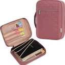 FINDCOZY Bible Cover for Women, Durable Carrying Book Case Church Bag for Biblical Accessories with Handle and Zippered Pocket, for Scriptures, Rosewood Pink