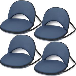 Maitys 4 Pcs Stadium Seats for Bleachers with Back Support, Foldable Padded Chair for Stadium with 5 Adjustable Positions, Portable Floor Seating Chair for Camping, Concert, Classroom (Navy)