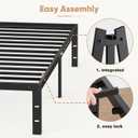 DUMOS Twin Size 14 Inch Bed Frame - Metal Platform Bed Frame Mattress Foundation with Steel Slat Support, No Box Spring Needed, Storage Space Under Base, Easy Assembly, Black