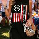 Women's USA Patriotic Halter Neck T Shirt Dress, Sleeveless 4th of July Casual Summer Sundress for Independence Day (Black, L)