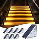 Solar Stair Lights Outdoor Waterproof, 8 Pack Step Lights Outdoor, Warm 3000K 13 LED Dusk to Dawn Solar Lights for Steps, Deck, Patio, Front Steps, Walkway, Backyard Decor
