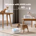 Cat Water Fountain, 3L/101oz Wireless Pet Fountain, Dockstream Automatic Pet Water Dispenser for Cats Dogs Drinking with Replacement Filter, Quiet Pump, Stainless Steel Tray and ABS, White