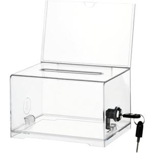 Clear Acrylic Donation Box with Lock, Ballot Box Suggestion Boxes With Sign Holder, Raffle Boxes With Slot for Voting Donation Ticket Comment Tips(6.2" x 4.5" x 4")