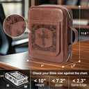 Bible Cover Case with Built-in Book Stand, Large Storage Leather Bible Bags for Women Men, Zipper Church PU Book Cover Study Bag, Christian Gifts for Mother/Husband/Daughter (11.8"x9")