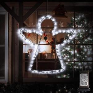 19” Angel Indoor Christmas Lights Angel Hanging Light Up Lights Mains Powered Timer Built in Outdoor Christmas Tree Lights, Angel Lights Christmas Decorations Fairy Snowflake Lights