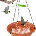 Afrine Hanging Bird Bath for Outside, Hanging Bird Water Feeder for Outdoor, Birdbath Bowl, Birdbaths for Outdoors Balcony Window Backyard Garden, Small Large Wild Birdfeeder Tray (12", Terracotta)