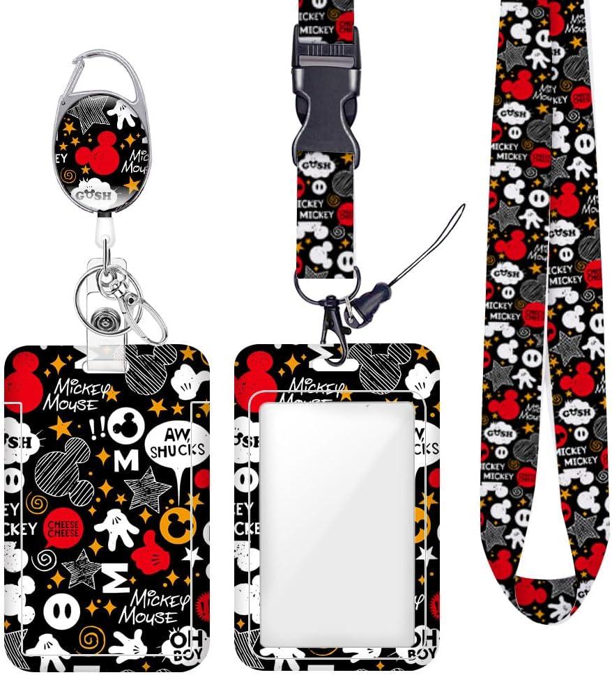 ID Badge Holder with Lanyard Retractable Badge Reel Cute Funny ID Card Holder Cartoon Mouse Themed Gift Lanyards for ID Badges Vertical ID Protector Badge Clip for Nurses Doctors Teachers Businessman