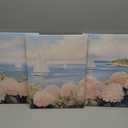 Set of 3 Pink Coastal Hydrangea Canvas Wall Art Seascape Floral Painting Picture Wall Decor Vintage Sailboats Poster print Artwork for Living Room Bedroom dormitory Home Decoration