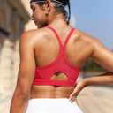 RUNNING GIRL Sports Bra for Women,Y Back Molded Cup Medium Impact Sports Bras with Sewn in Pads (Red, XXL)