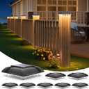 Solar Post Cap Lights Outdoor 8pack - Downward Lighting Waterproof Deck Fence Post Solar Lights for 4x4 Wooden/Vinyl Posts, Warm White Glow, Ideal for Deck Edges/Stair Railings/Porch/Backyard Fence (Black-4side)