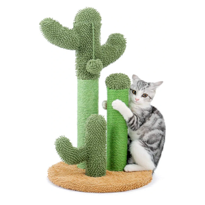 Road Cat Scratching Post Cactus Cat Scratcher Featuring with 3 Scratching Poles and Interactive Dangling Ball -Medium 23 Inches Road Cat Scratching Post Cactus Cat Scratcher Featuring with 3 Scratching Poles and Interactive Dangling Ball -Medium 23 Inches