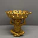 AceOrbit 1pcs 8.7 x 5.5 x 9 in Decorative Bowl Detailed Animal Resin Sculpture Gifts Sculpture Decor Statue for Snacks Candies Jewelry Living Room Home Decorations(Monkey,Gold)