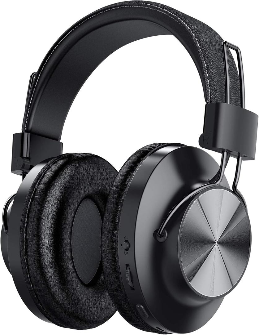 Bluetooth 5.0 Over- Ear Wireless Headphones 30 Hours Battery, FM Radio, MP3 Player, Micro SD/TF with 40mm Deep Bass Drivers, Premium Microphone Built-in Headset, Foldable, Comfortable, Mowing