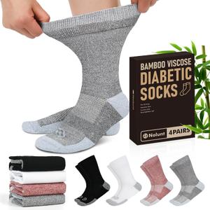 Diabetic Socks for Men,4 Pairs Crew Diabetic Neuropathy Socks for Men Size 9-12/10-13/13-15.