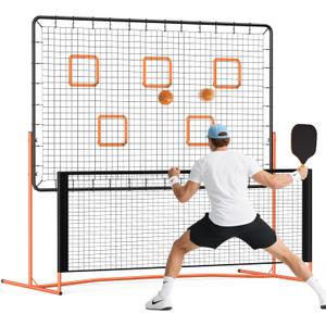 FAHKNS Pickleball Rebounder Training Equipment, Pickleball Rebound Net, for Single Player Practice Hitting, Doubles, Suitable for Garage, Backyard, Park, Indoor and Outdoor (Orange, 6 x 6 FT)