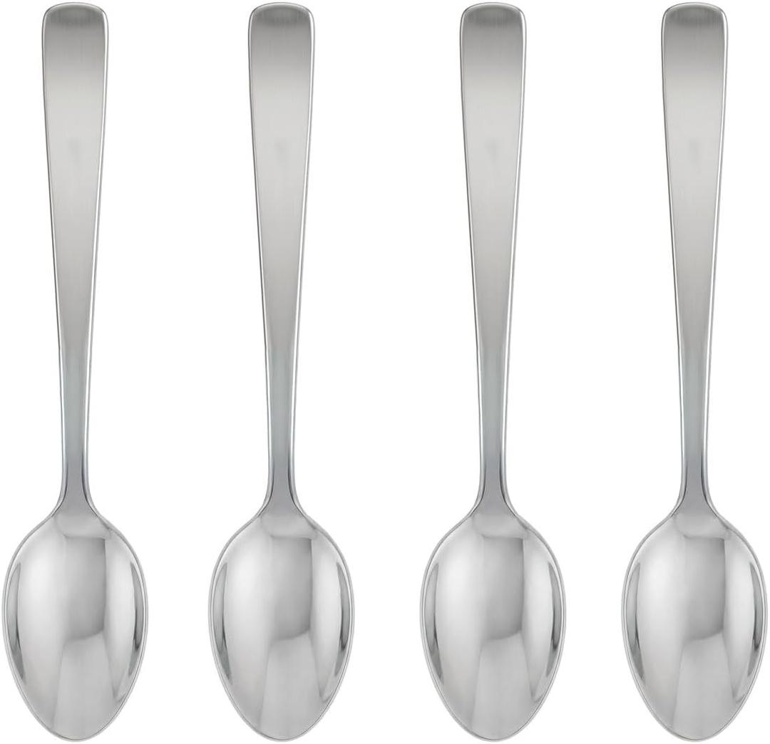 Fino Demi Spoon, Stainless Steel, Classic Design, For Everyday Coffee, Desserts, Entertaining, and Holiday Dining, Set Of 4