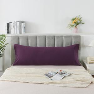 Household 100% Jersey Cotton Pillowcase 20x54 - Light Weight, Comfortable, Super Soft Pillow Case with Envelope Closure (Dark Purple, Body Size Pillowcase)