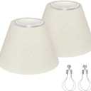 Small Lamp Shades Set of 2, Beige with Silver Thread Lamp Shade, 5.5" Top x 10" Bottom x 6.6" High, Glitter Linen Lamp Shades for Table Lamps Bedside Lamps, Spider, Bulb Clip Adapters Included