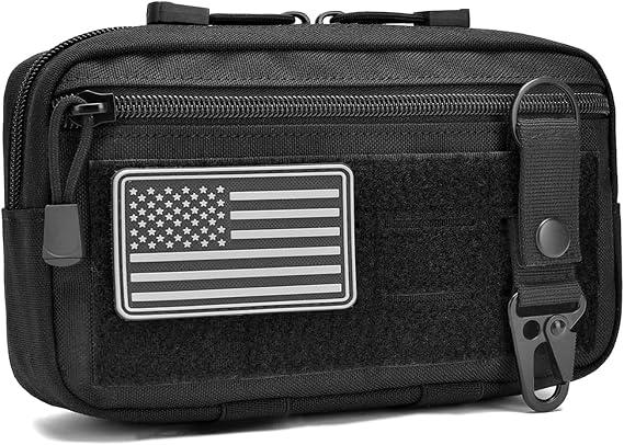 Unisex Outdoor Waist Bag, American Flag Patch & Keychain, Storage Bag for Camping, Hiking