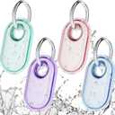 4-Pack for Samsung Smart tag 2 Case with Key Ring, Full-Wrapped IPX8 Waterproof TPU Cover for Galaxy SmartTag2, Anti-Scratch Protective Holder for Backpacks,Car,Luggage,Pets(Green/Pink/Blue/Purple)