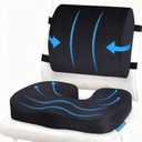 QUTOOL Seat Cushion and Lumbar Support Set for Office Chair Supports Lower Back & Hips for Long Sitting Comfort, Helps Maintain a Comfortable Sitting Position, Ergonomic Memory Foam, Washable Cover, Cushion18"x 14"x 3" Lumbar Pillow13" x 13"x 4"