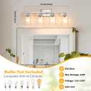 Unicozin 4-Light Bathroom Light Fixtures, Modern Vanity Lights with Clear Glass Shades, Brushed Nickel Bathroom Wall Lamp for Mirror Living Room Cabinet Bedroom